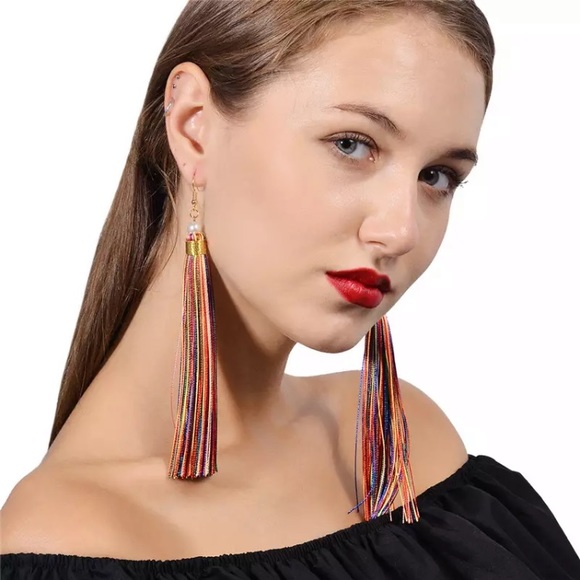 New! Multi-Color Tassel Earrings - Picture 2 of 12